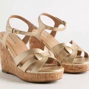MAKE OFFER! Fancy Schmancy! Torrid Metallic Gold Wide Width Wedge Sandals